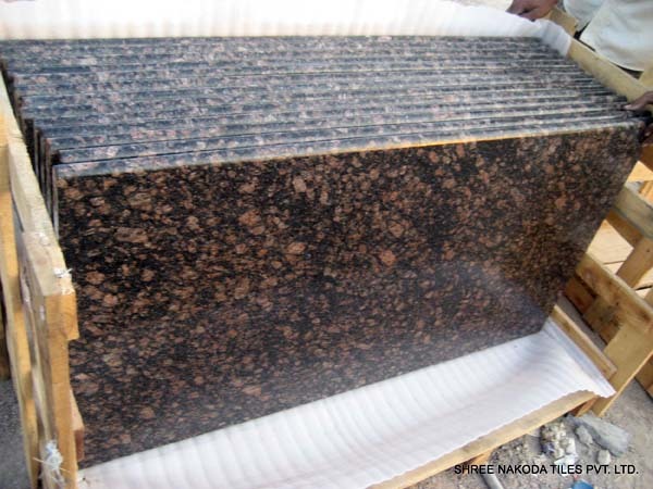 Tan Brown Granite - Slabs 2-5 Cm Thick | High Quality Polished Finish Attractive Dark Brown With Black And Grey Flecks