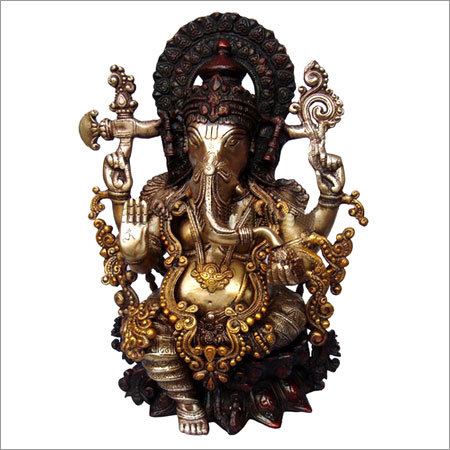 गोल्डन लॉर्ड गणेश पीतल की धातु से बनी प्रतिमा उत्तम दिखने वाली मूर्तिकला