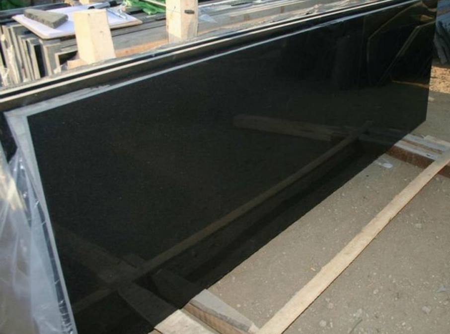 Black Galaxy Granite - Gang Saw Slabs 280-310cm X 160-200cm, Polished Black Surface Finish, Versatile For Flooring, Counter Tops, And Wall Cladding
