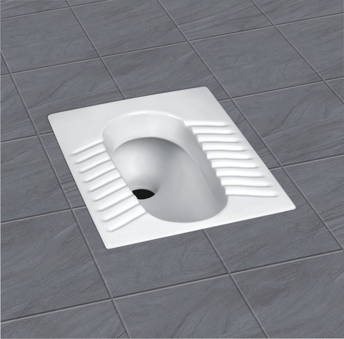 Full Deep Squatting Pan - Ceramic, Standard Size, Square Shape | Floor Mounted, Scratch Resistant, Attractive Patterns in White, Blue, Green, Pink