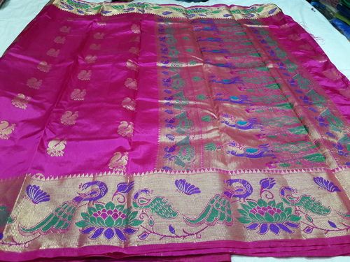 Chiffon Paithani Big Peacock Sarees