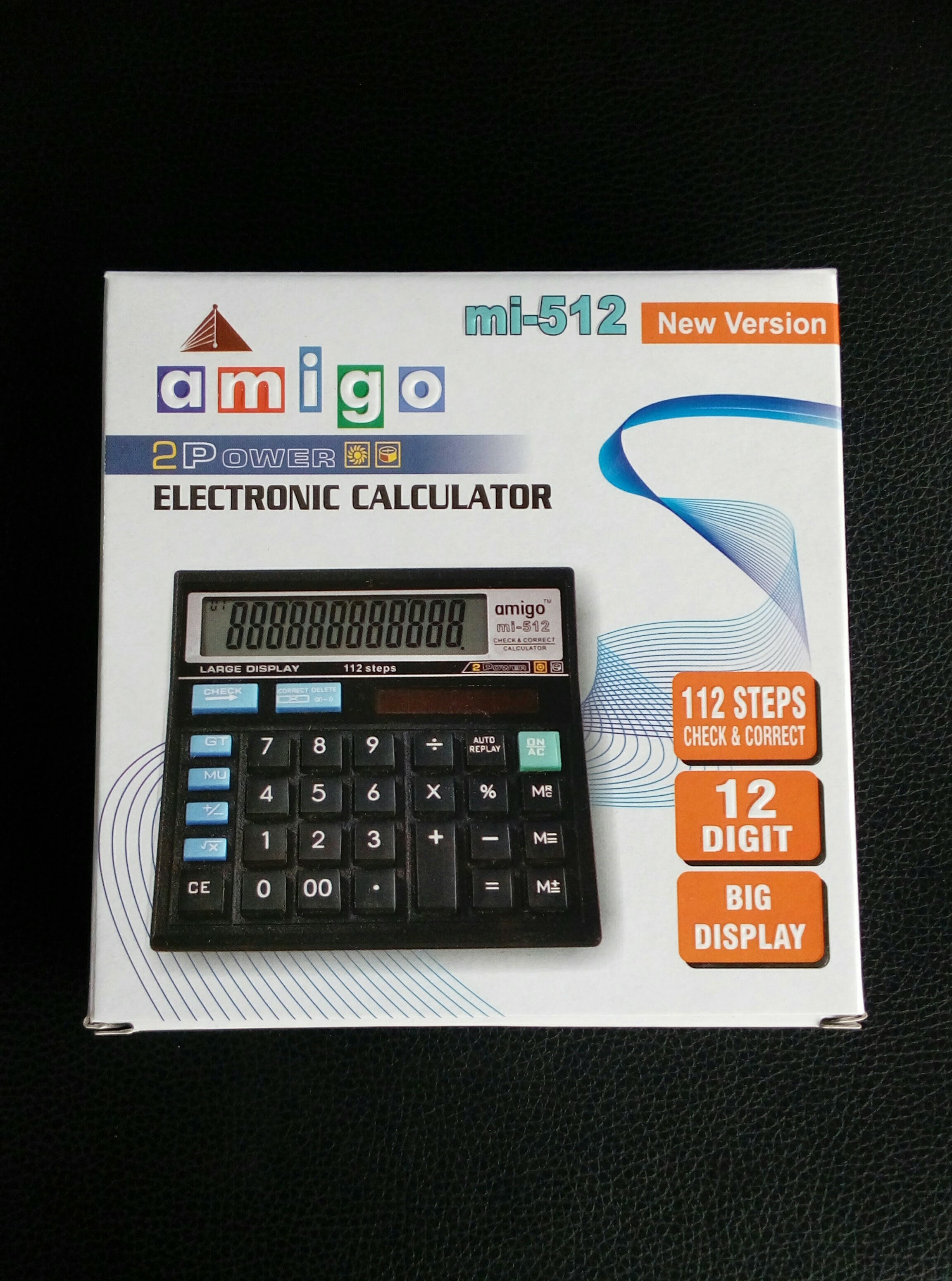 Amigo Black White Mi 512 Calculators - Plastic Material, 12 Max Digits, Black & White Color | Dynamic Looks, Smooth Touch, Extra Large Display, Portable Design