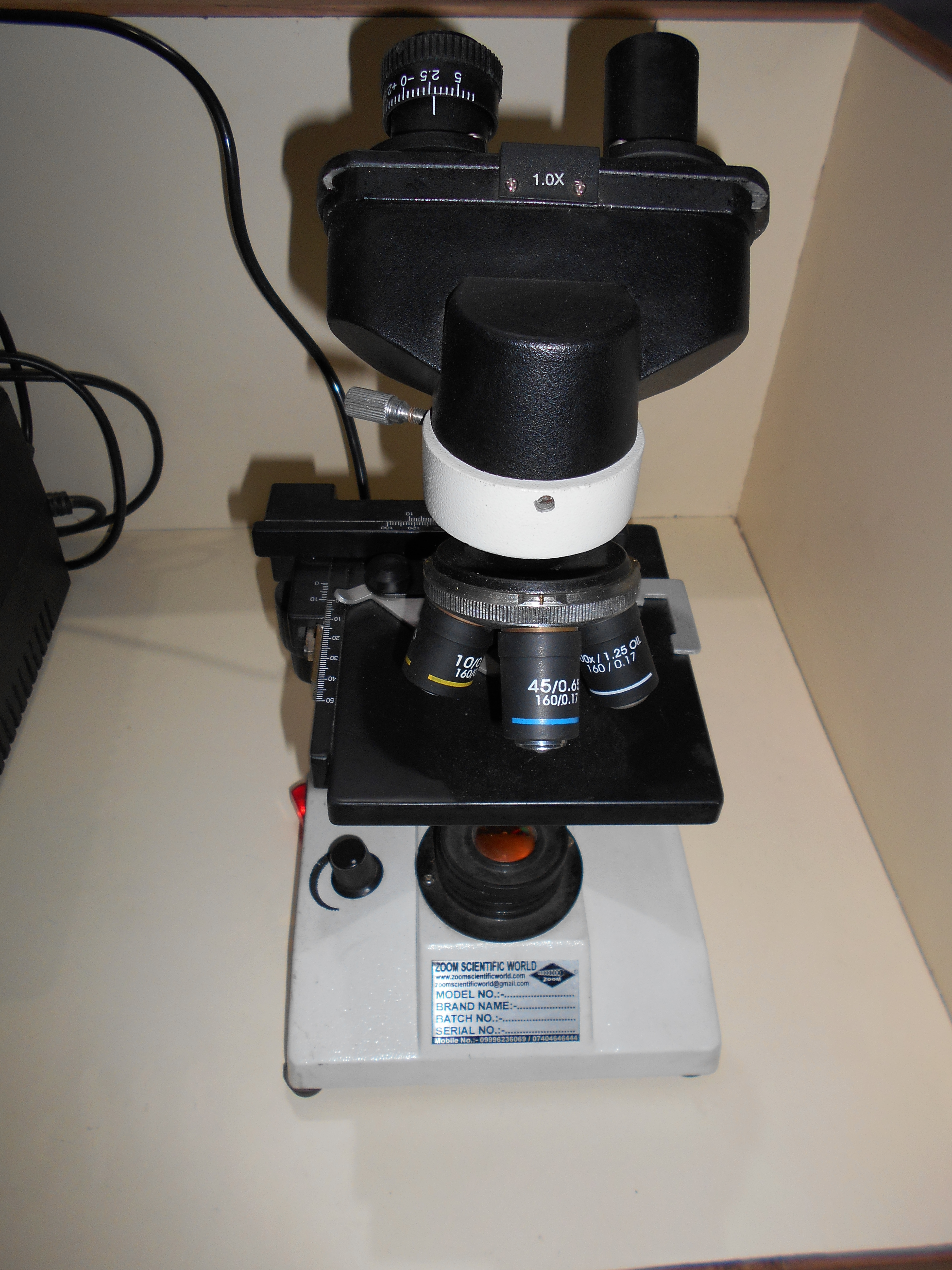 Black And White Binocular Microscope