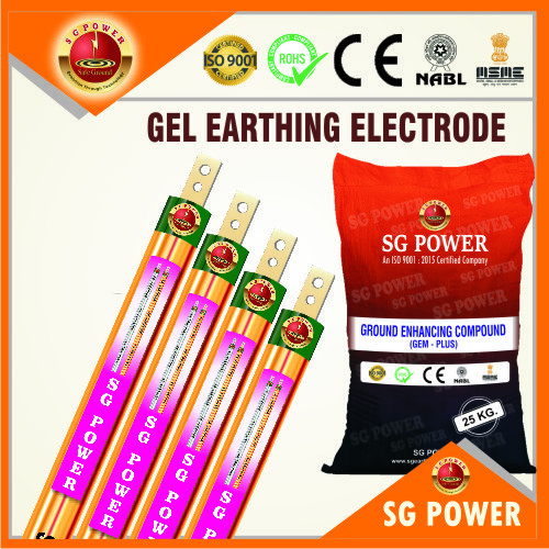 Gel Earthing Electrodes - Copper, 2000-3000 mm Length, 32x10-50x10 mm Terminal Size | Zero Maintenance, Extended Electrode Life, Reliable Performance