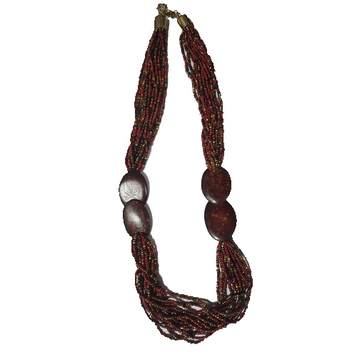 भूरी कांच की मोती वाली हाथ से बनाई गई हार