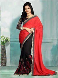 Black & Red Designer Saree