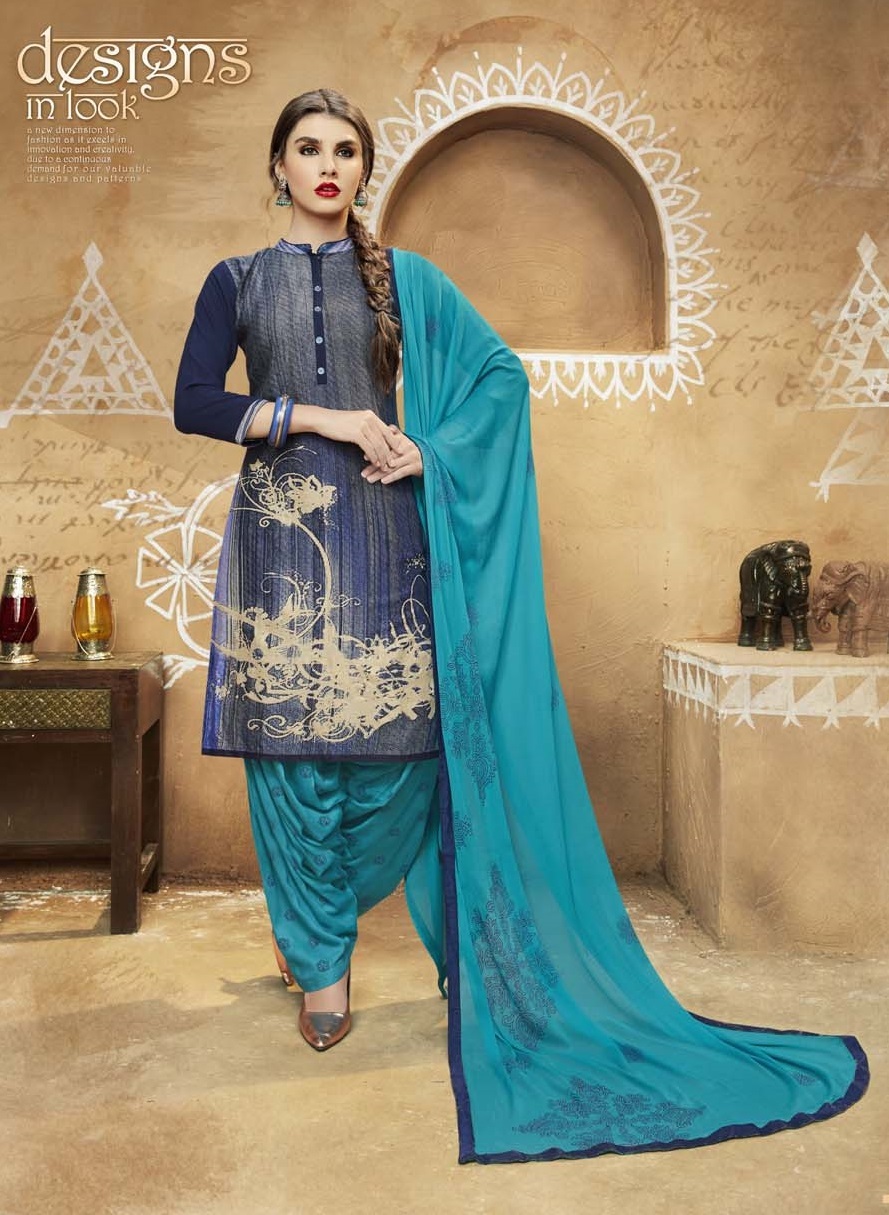 Readymade Cotton Patiala Salwars - Cotton Top Santoon Bottom Chiffon Dupatta | Digital Printed Sizes L Xl Xxl
