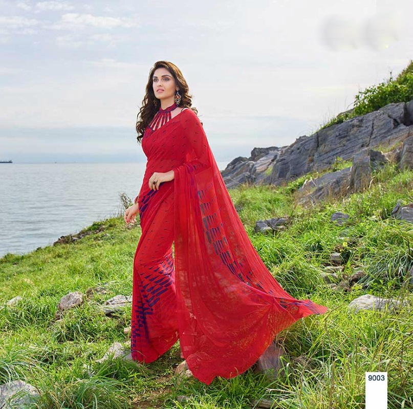 Georgette Sarees - Georgette Fabric, Customized Up To 42" Size, Unstitched Dupion Blouse, Printed Design | Elegant Traditional Wear For Every Occasion