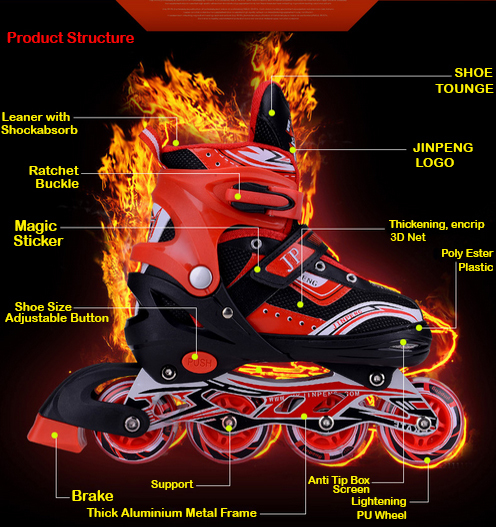 Inline Skates - Thicken Aluminum Alloy Frame, Adjustable Size S(31-34), M(35-38), L(39-41) , Blue, Pink, Red, Pu Wheels With Led Lights, Heel Brake