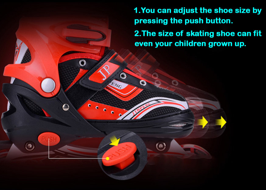 Inline Skates - Thicken Aluminum Alloy Frame, Adjustable Size S(31-34), M(35-38), L(39-41) , Blue, Pink, Red, Pu Wheels With Led Lights, Heel Brake