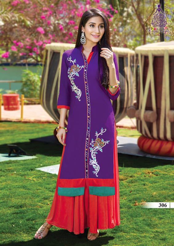 Ladies Rayon Print Kurtis - Customized Sizes From Xxs To Xxxl, All Colors | Long Sleeve, Embroidered Pattern For Casual, Daily And Party Wear