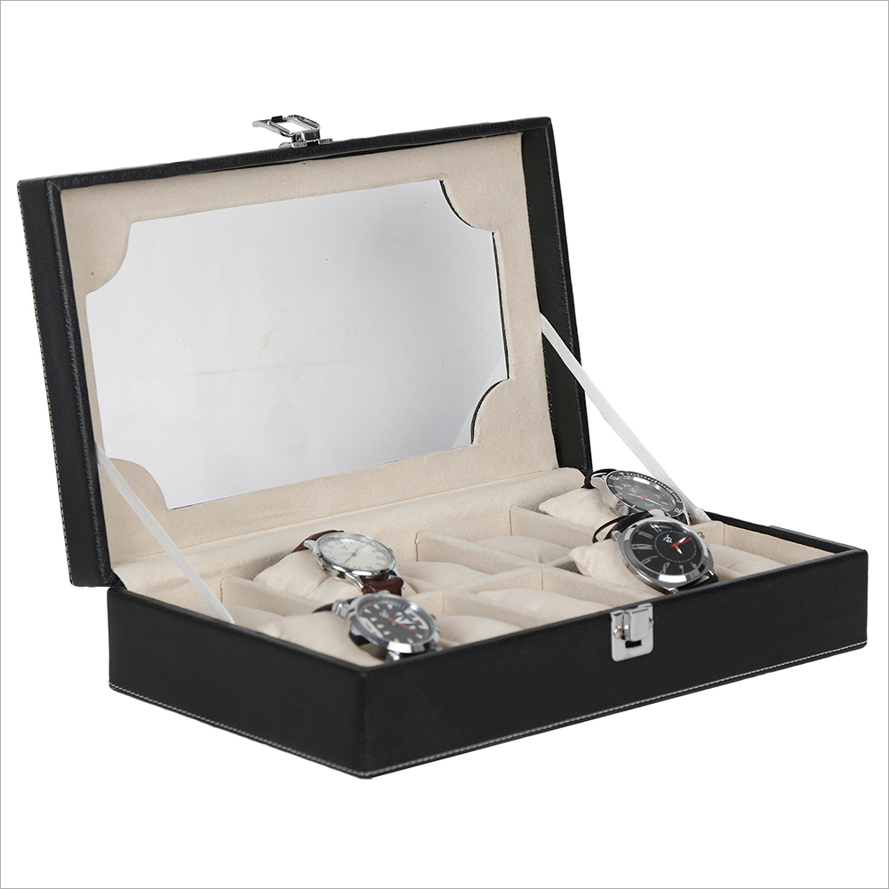 Cases Hard Craft Black Watch Box For 10 Watches