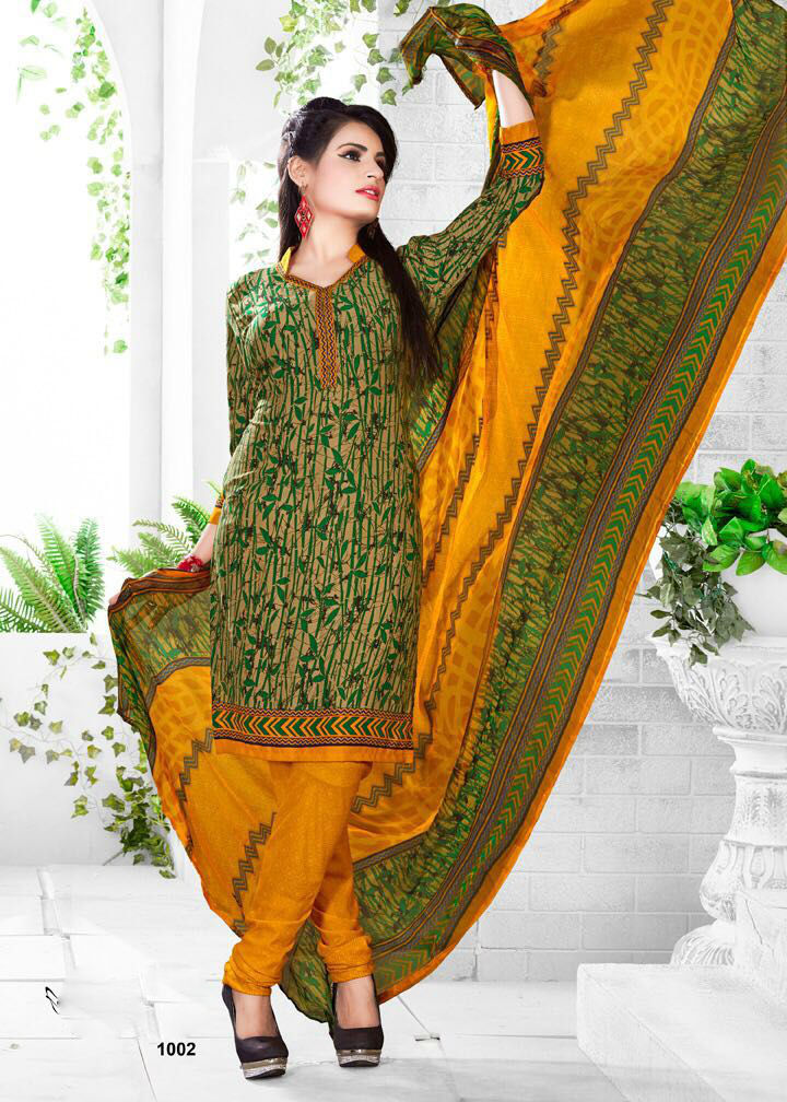 Designer Salwar Kameez - Leon Georgette Top, Santoon Bottom, Silver Chiffon Dupatta | Printed Work, Customizable Up To Size 42