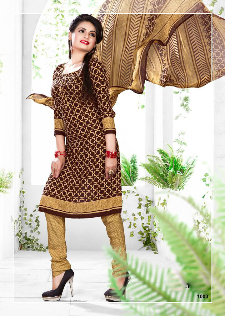 Designer Salwar Kameez - Leon Georgette Top, Santoon Bottom, Silver Chiffon Dupatta | Printed Work, Customizable Up To Size 42