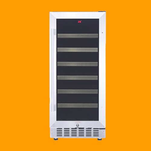 Glass Door With Black Cabinet Wine Chiller Freezer