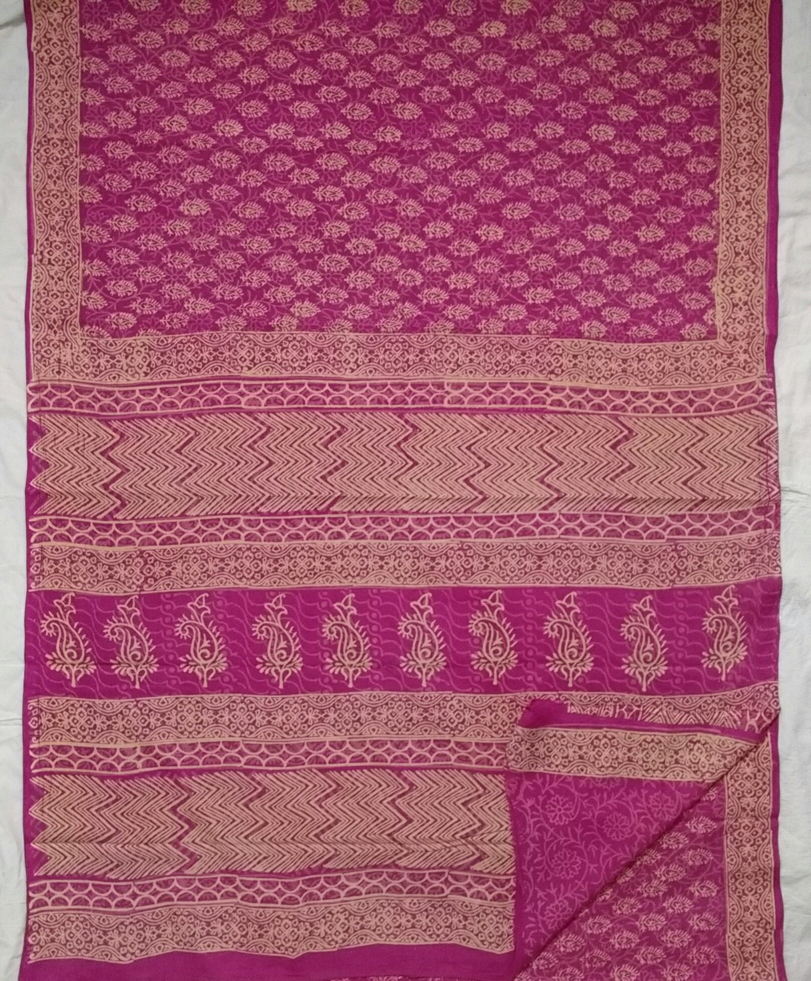 Block Print Cotton Sarees - Maroon Floral & Large Block Prints | Soft Texture, Colorfastness & Attractive Design