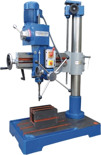 25 MM Semi-Automatic Radial Drill Machine - Stainless Steel & Cast Iron, 8 Spindle Speed Range 73-1800 RPM, 250x200x200 mm Working Table