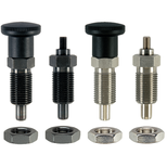 lineteaser - Index Plunger, Stainless Steel 1.4305, M8 x 1 to M24 x 2 , Blackened and Nickel-Plated Features with Thermoplastic Knob