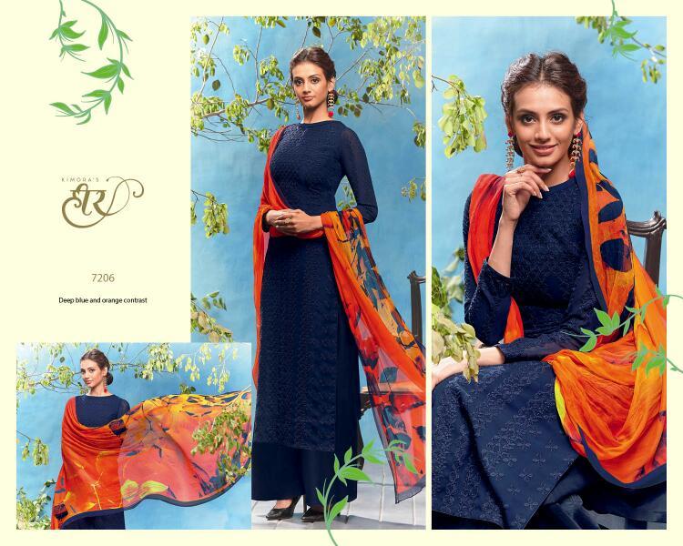 Ethnic Suits - Georgette Top, Santoon Bottom And Inner, Pure Bemberg Chiffon Dupatta With Digital Print, 11 Elegant Designs, Full Sleeves, Custom Size Options