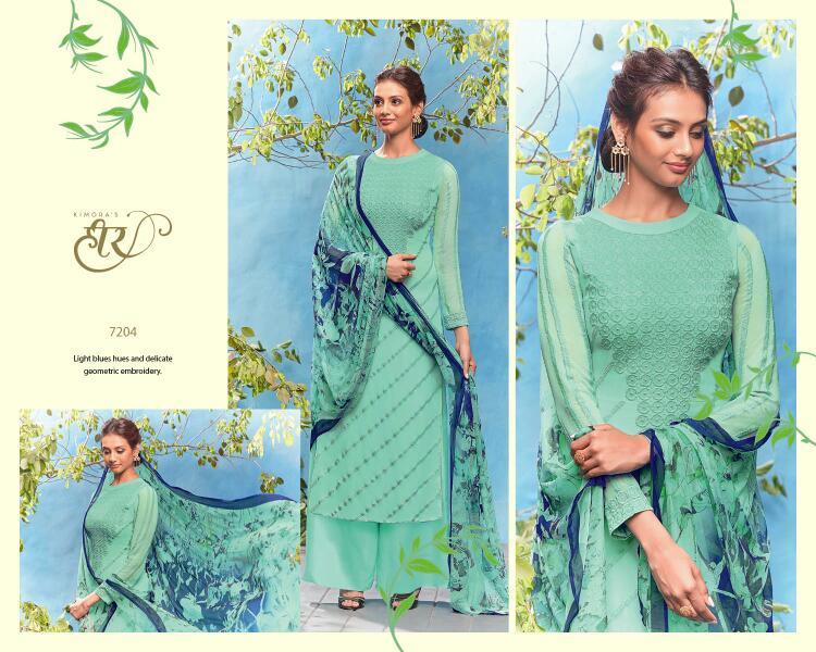 Ethnic Suits - Georgette Top, Santoon Bottom And Inner, Pure Bemberg Chiffon Dupatta With Digital Print, 11 Elegant Designs, Full Sleeves, Custom Size Options