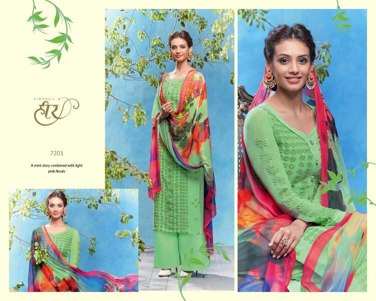 Ethnic Suits - Georgette Top, Santoon Bottom And Inner, Pure Bemberg Chiffon Dupatta With Digital Print, 11 Elegant Designs, Full Sleeves, Custom Size Options