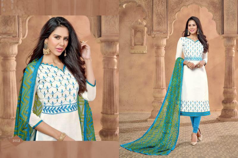 Chanderi Suits - Chanderi Work Top, Cotton Bottom, Chiffon Printed Dupatta With Lace | Casual Ethnic Wear, 3/4th Sleeves, Breathable, Washable, All Season