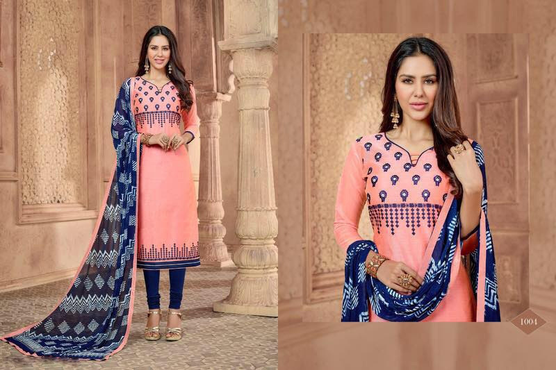 Chanderi Suits - Chanderi Work Top, Cotton Bottom, Chiffon Printed Dupatta With Lace | Casual Ethnic Wear, 3/4th Sleeves, Breathable, Washable, All Season