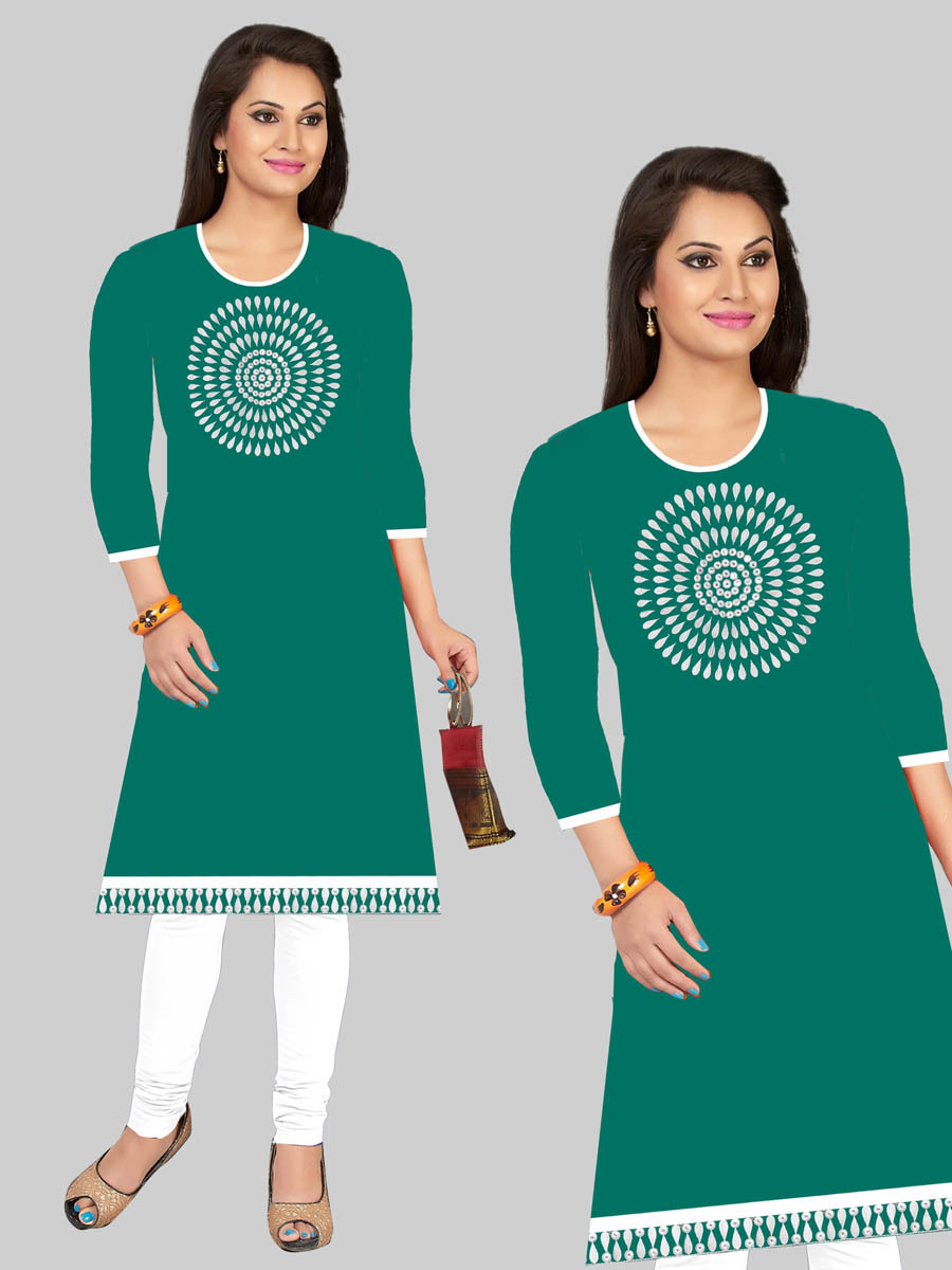 Rayon Kurti - Xl, Xxl | Rich Red Color, Full Sleeves, White Embroidered Circle Motifs, Modern Style