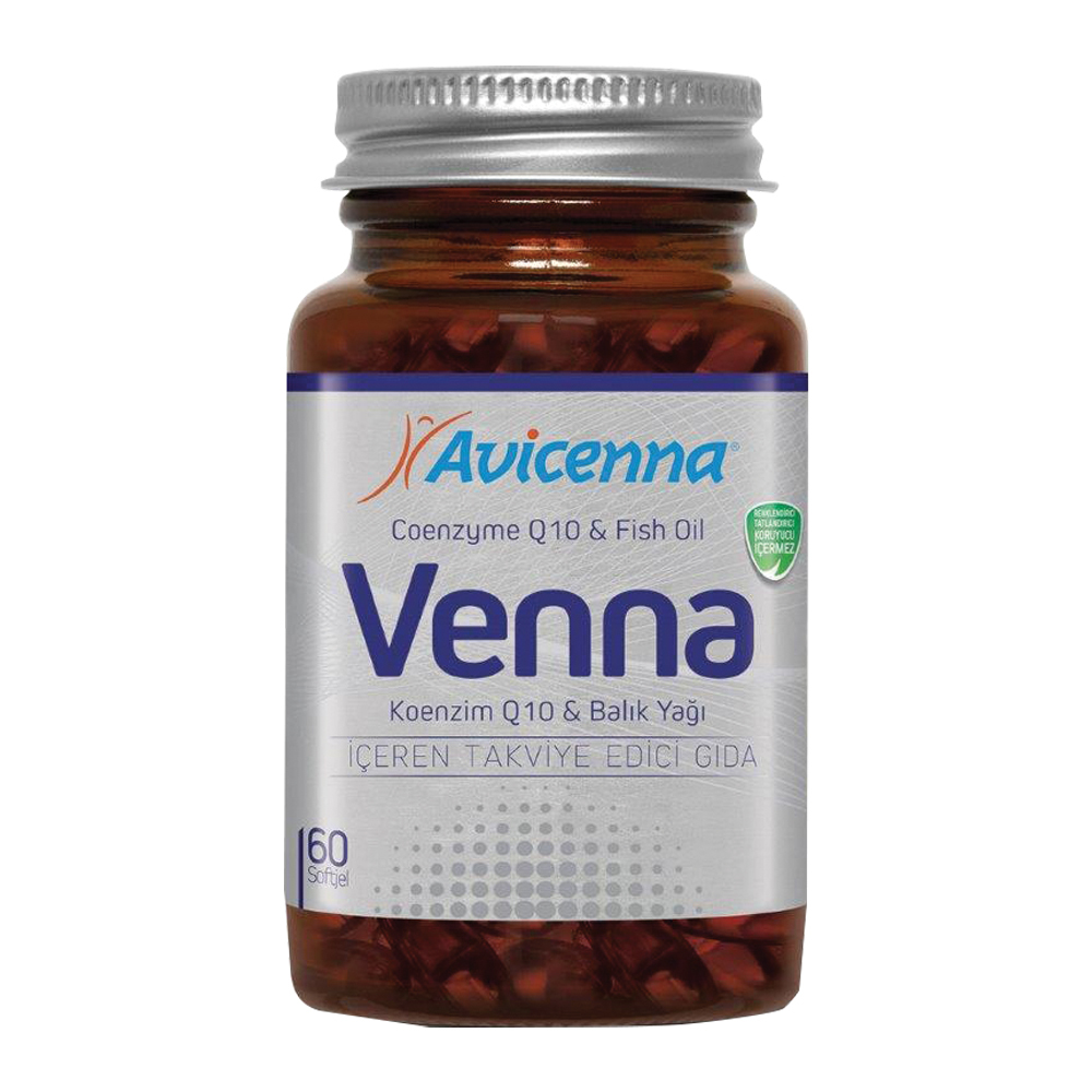 Venna Softgel - Coenzyme Q10 250mg, Fish Oil 1750mg, Total Omega-3 Fatty Acids 1260mg | Promotes Cardiovascular Health, Supports Energy Production, Antioxidant Protection, Aids Healthy Aging