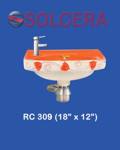 सफेद सिरेमिक प्रिंटेड विट्रोसा पेडस्टल वॉश बेसिन