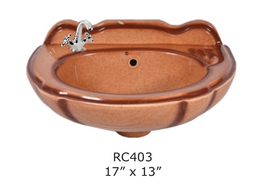 ब्राउन सिरेमिक रस्टिक बेसिन