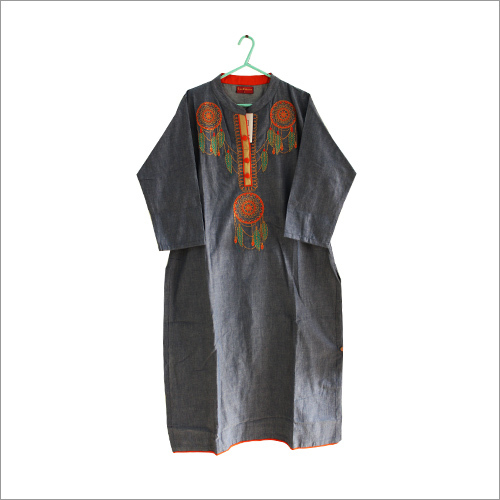Denim Embroidered Kurti
