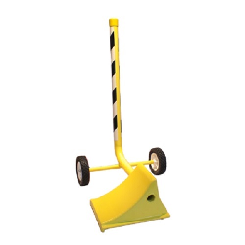 Metal Wheel Chock With Wheels - Color: Yellow
