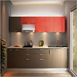 Straight Modular Kitchen - MDF, Customized Dimensions, Door Material: Melamine Board | Modern Appearance, Folding Door, Easy to Clean, Eco-Friendly, Scratch Resistant
