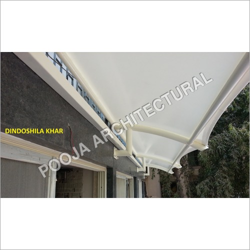 Tensile Membrane canopy shade for window.