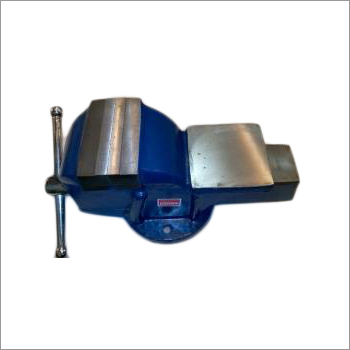 Fixed Bench Vice - Steel Construction , Blue Color for Industrial Workshops