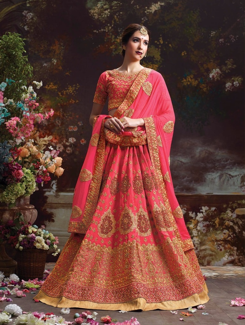 Fancy Lehenga Choli - Silk Butter Crepe With Heavy Embroidery, Semistitched Customized Up To 42" | Ethnic Dress Style, Dupatta In Naznin Chiffon