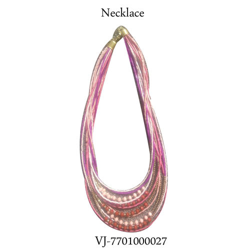 Pink Glass Beaded Long Necklace