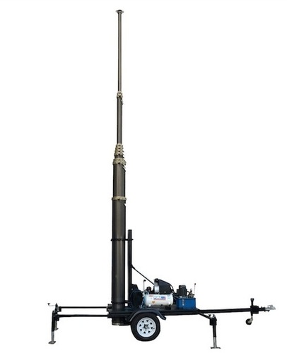 21m Mobile Trailer Mast Tower System - Aluminum Alloy 6063T5, 5x1.8x1.6m Dimensions | 150kg Payload, Electric & Manual Hydraulic Tilt, 5-Year Warranty