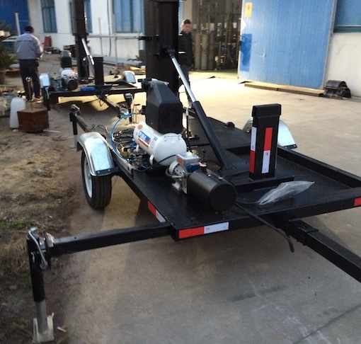 21m Mobile Trailer Mast Tower System - Aluminum Alloy 6063t5, 5x1.8x1.6m Dimensions | 150kg Payload, Electric & Manual Hydraulic Tilt, 5-year Warranty