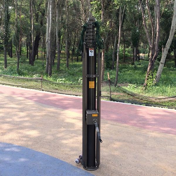 15m Manual Operation Telescopic Mast - Aluminum Alloy, 15kg Payload , Portable Antenna Broadcast Solution, 60kg Weight, Lightweight Design With Mobile Wheels
