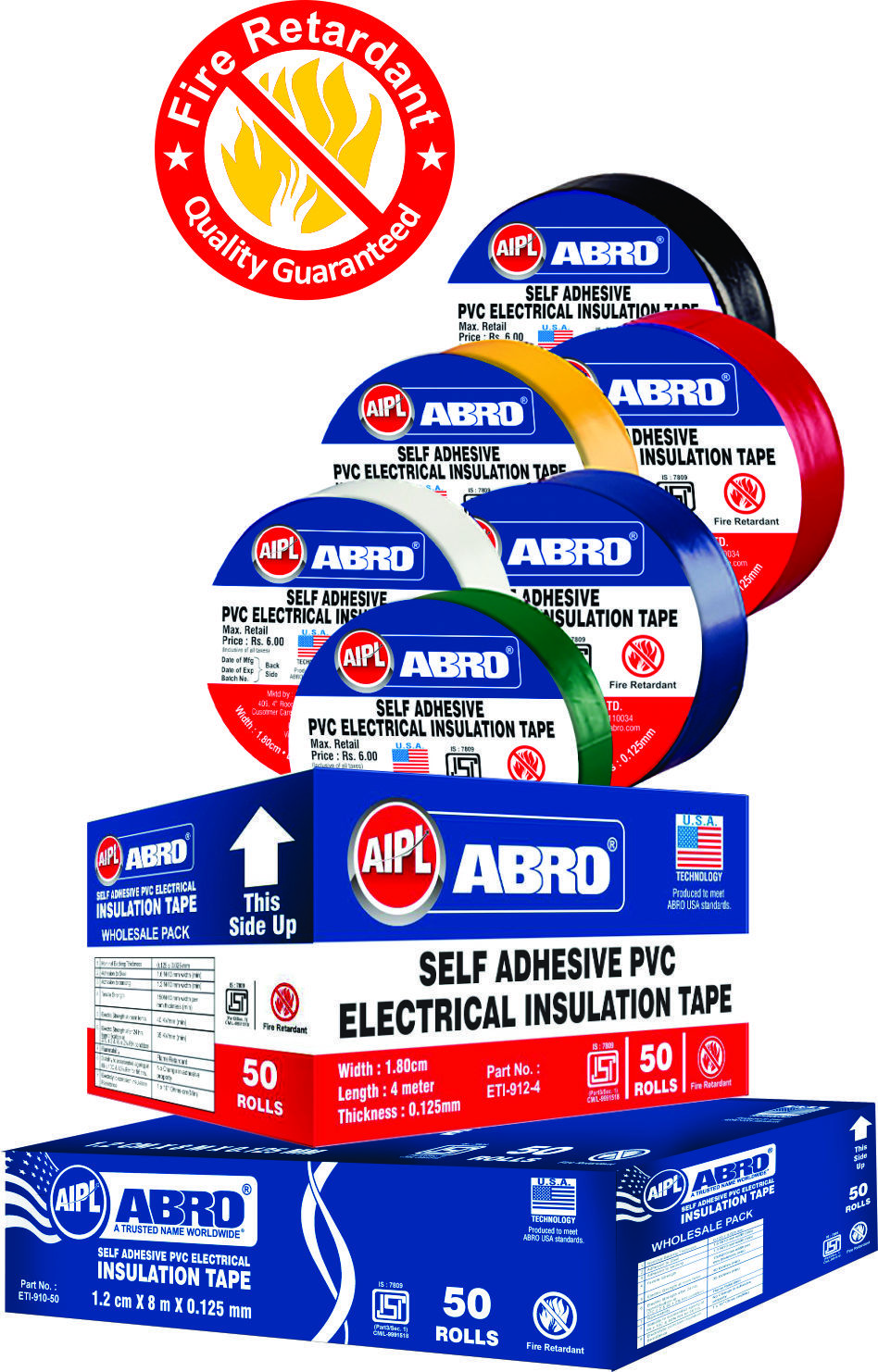 Pvc Electrical Tape - Pvc 18mm X 8mtr | Multi-color Selection Self-extinguishing Chemical & Temperature Resistant Excellent Adhesion