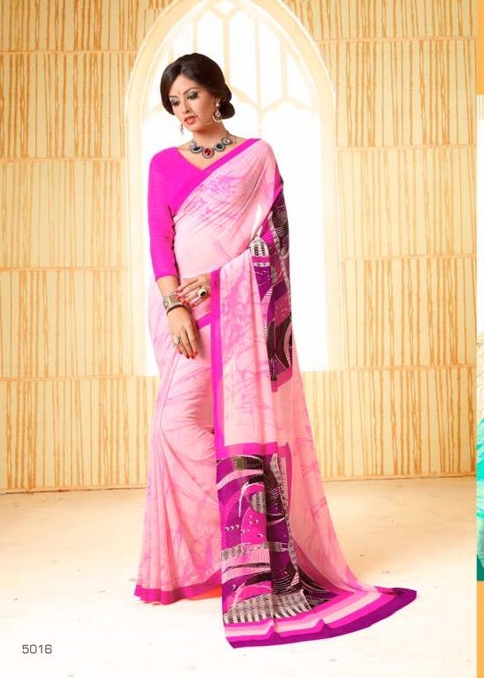 Designer Georgette Sarees - Customized Up To 42" | Printed Fabric, Unstitched Blouse