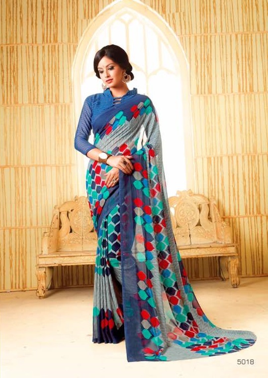 Designer Georgette Sarees - Customized Up To 42" | Printed Fabric, Unstitched Blouse