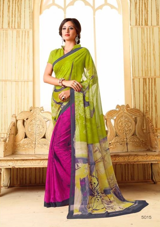 Designer Georgette Sarees - Customized Up To 42" | Printed Fabric, Unstitched Blouse