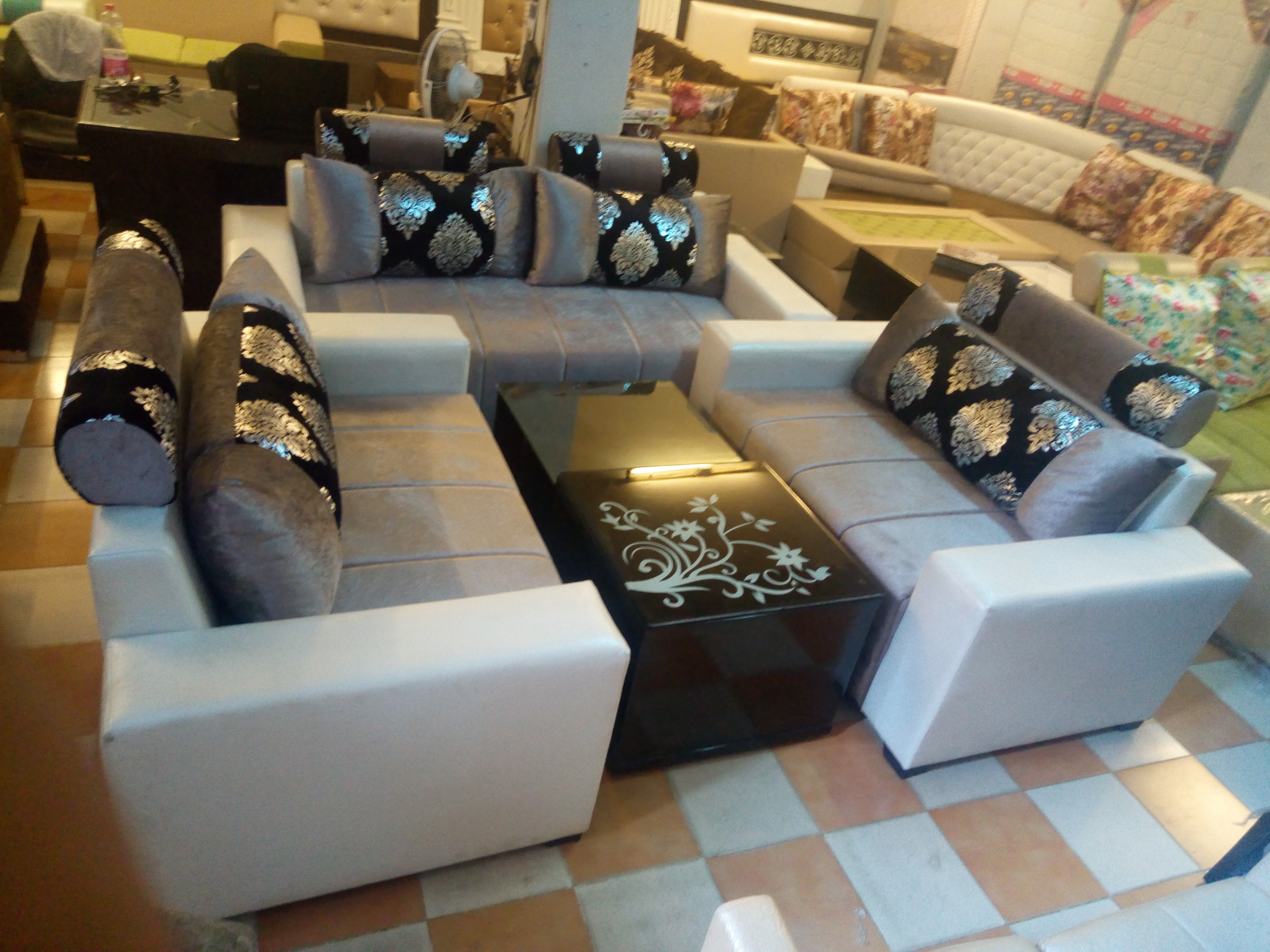 Sofa - Foam 032 Density, 7 Seater Dimensions 914.4x762 Mm | Eco-friendly Velvet, Handmade Artwork, Durable Design, 5-year Warranty