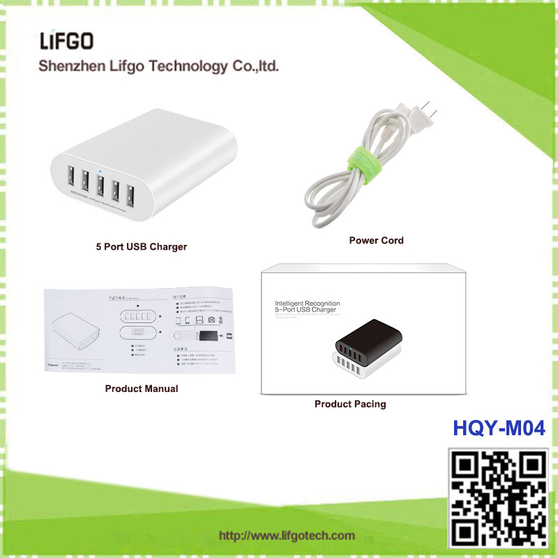 Multi Usb Charger - 10 Ports, 1.5m Cable, 8.2a Output | Compact Design, Fast Charging, Home/office/travel Compatible