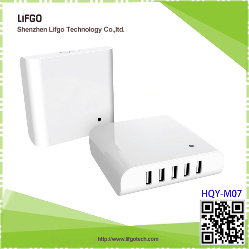 Multi Usb Charger - 81x82x30mm Black, 5 Usb Ports, 40w Power Output, Fast Compact Charging