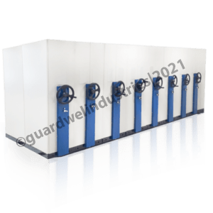 Mobile Rack Compactor - Steel, Customizable Dimensions, Blue | High Load Capacity, Powder Coated Finish, Adjustable Shelves, Secure Central Locking