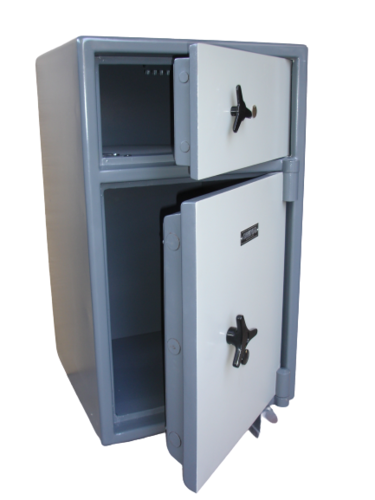 Double Decker Depository Safe - Steel Construction, Key Lock Security | Rust Proof Finish, Ample Storage Capacity, Advanced Theft Protection